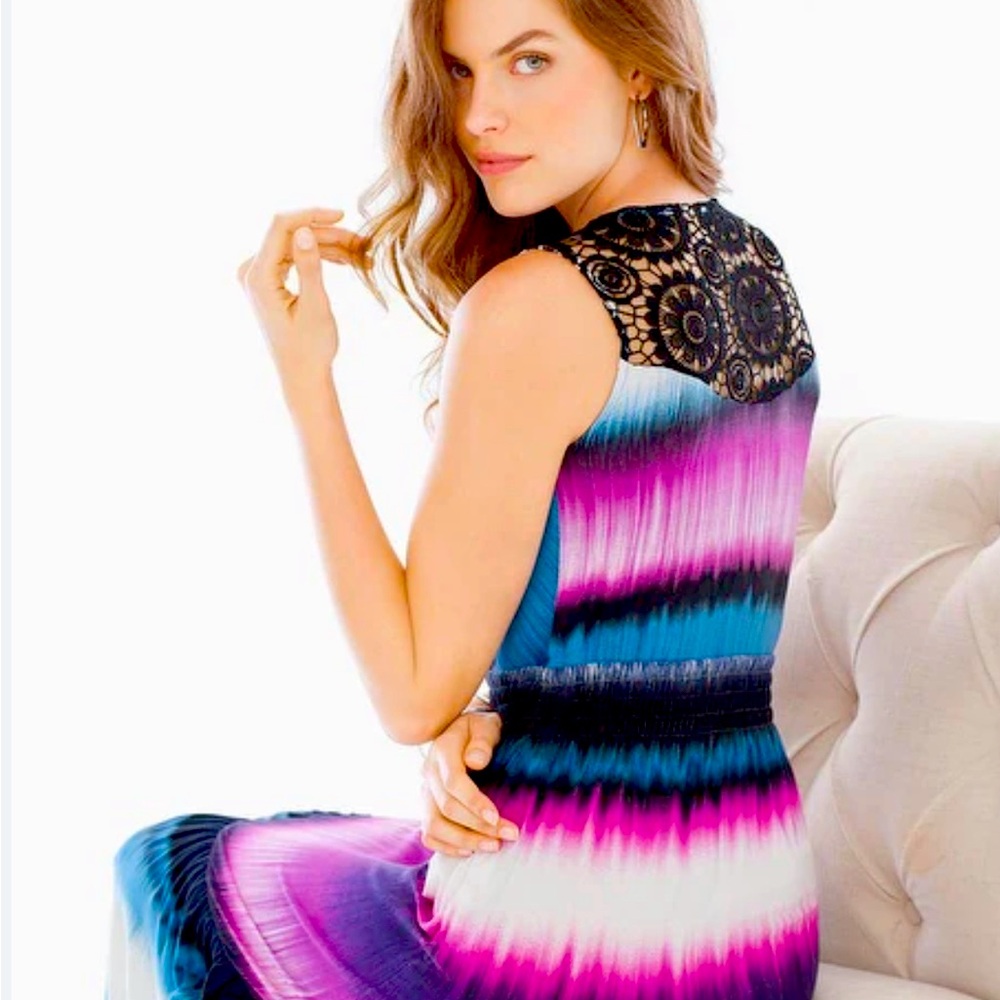Soma Crochet back maxi dress tide stripped rose and violet . Size Medium